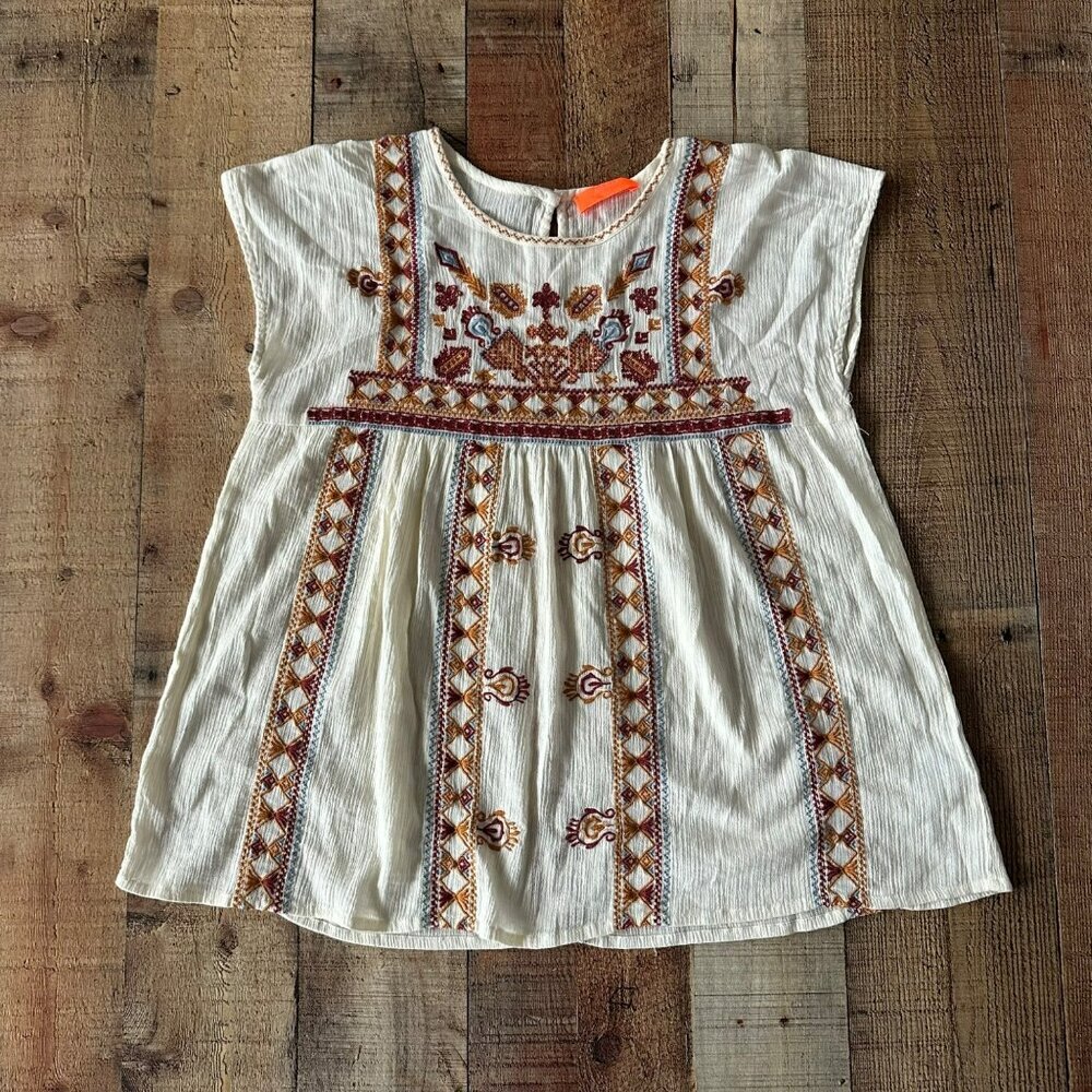 Ba&Sh Embroidered Ivory Cotton Women's Size 1 Short Sleeve Top
